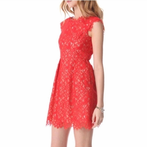 Shoshanna Floral Lace Dress Red Size 6 - Picture 1 of 9
